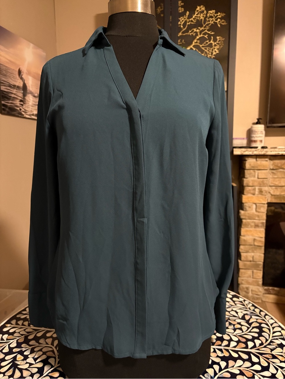 Worthington Teal Button-Down Blouse